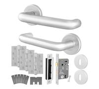 AFIT Satin Aluminium Return to Door Fir Handles Sash Lock Hinges in Silver | Size: 150mm x 150mm AFIT Silver 150mm x 150mm