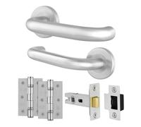 AFIT Satin Aluminium Return to Door Handles 64mm Latch Hinges in Silver | Size: 150mm x 150mm AFIT Silver 150mm x 150mm