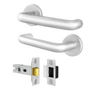 AFIT Satin Aluminium Return to Door Handles 64mm Latch in Silver | Size: 150mm x 150mm AFIT Silver 150mm x 150mm