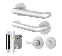 AFIT Satin Aluminium Return to Door Handles Bath Lock 64mm in Silver | Size: 150mm x 150mm AFIT Silver 150mm x 150mm