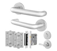 AFIT Satin Aluminium Return to Door Handles Bath Lock 80mm Hinges in Silver | Size: 150mm x 150mm AFIT Silver 150mm x 150mm