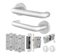 AFIT Satin Aluminium Return to Door Handles Euro Dbl Cylinder Hinges in Silver | Size: 150mm x 150mm AFIT Silver 150mm x 150mm
