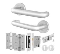 AFIT Satin Aluminium Return to Door Handles Euro Thumb Turn Hinges in Silver | Size: 150mm x 150mm AFIT Silver 150mm x 150mm