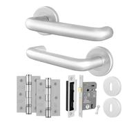 AFIT Satin Aluminium Return to Door Handles Sash Lock Hinges in Silver | Size: 150mm x 150mm AFIT Silver 150mm x 150mm