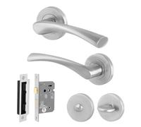 AFIT Satin Bathroom Door Handle Rose Set, 1 Pair Satin Nickel Internal and in Silver | Size: 150mm x 150mm AFIT Silver 150mm x 150mm