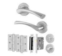 AFIT Satin Bathroom Door Handle Rose Set, 1 Pair Satin Nickel Internal in Silver | Size: 150mm x 150mm AFIT Silver 150mm x 150mm