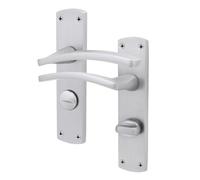 Afit Satin Bathroom Fire Door Handle, Satin Chrome Internal Lever On Rose Fir Door Handle, Ebley 1 Pair