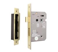 Afit Satin Brass Bathroom Lock - Fir Ce Approved Mortice Door Lock 64mm / 2.5 Inch