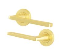 Afit Satin Brass Door Handles - Fir Fd30/60, 1 Pair Of Internal Lever Handles - Ebley
