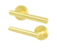 Afit Satin Brass Door Handles - Fir Fd30/60, 1 Pair Of Internal Lever Handles - Olvera
