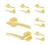 Afit Satin Brass Door Handles Round Rose, 6 Pairs Of Internal Lever Handles - Boston Range