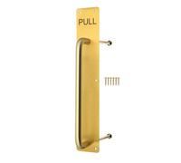 Afit Satin Brass Pull Handle On Plate Engraved Pull 425 X 75mm Satin Brass
