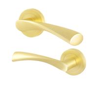 AFIT Satin Brass Round Rose Door Handles 1 Pair Internal in Gold | Size: 150mm x 150mm AFIT Gold 150mm x 150mm