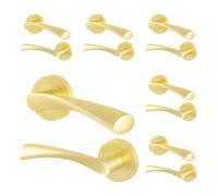 AFIT Satin Brass Round Rose Door Handles, 6 Pairs Internal Lever in Gold | Size: 150mm x 150mm AFIT Gold 150mm x 150mm