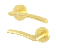 AFIT Satin Brass Round Rose Fire Door Handles 1 Pair Internal in Gold | Size: 150mm x 150mm AFIT Gold 150mm x 150mm
