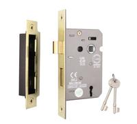 Afit Satin Brass Sashlock - Fir Ce Approved Mortice Door Lock & Keys 64mm / 2.5 Inch