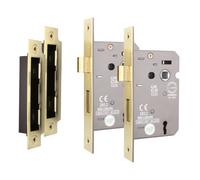 Afit Satin Brass Sashlock - Fir Ce Approved Mortice Door Lock & Keys 80mm / 3 Inch - Pack Of 2