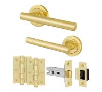 AFIT Satin Brass T-Bar Handle Latch Hinges Set (64mm) 1 Pair in Gold | Size: 150mm x 150mm AFIT Gold 150mm x 150mm