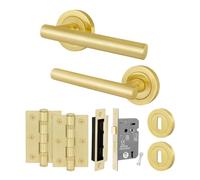 AFIT Satin Brass T-Bar Handle Sashlock Escutcheon Hinges (64mm) 1 Pair in Gold | Size: 150mm x 150mm AFIT Gold 150mm x 150mm