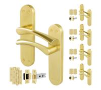 AFIT Satin Brass Twist Door Handle Latch Hinges Set Internal 5 Pairs in Gold | Size: 150mm x 150mm AFIT Gold 150mm x 150mm