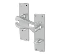 AFIT Satin Chrome Scroll Bathroom Door Handle Privacy 1 Pair in Silver | Size: 150mm x 150mm AFIT Silver 150mm x 150mm