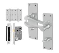 AFIT Satin Chrome Scroll Bathroom Handle Lock Hinges (64mm) in Silver | Size: 150mm x 150mm AFIT Silver 150mm x 150mm