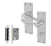 AFIT Satin Chrome Scroll Bathroom Handle WC Lock Set 64mm in Silver | Size: 150mm x 150mm AFIT Silver 150mm x 150mm