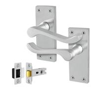 AFIT Satin Chrome Scroll Door Handle & Latch Set 64mm 1 Pair in Silver | Size: 150mm x 150mm AFIT Silver 150mm x 150mm