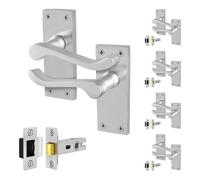 AFIT Satin Chrome Scroll Door Handle & Latch Set 64mm 5 Pairs in Silver | Size: 150mm x 150mm AFIT Silver 150mm x 150mm