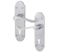 Afit Satin Chrome Scroll Door Handle Lock Set Pack Of 1 Shaped Victorian Scroll Range