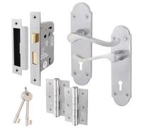 Afit Satin Chrome Scroll Door Handle Lock Set With Sashlock And Hinges Pack Of 1 Shaped Victorian Scroll Range