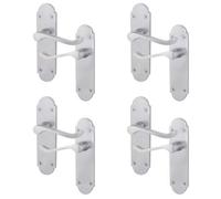 Afit Satin Chrome Scroll Door Handles Latch Set Pack Of 4 Shaped Victorian Scroll Range