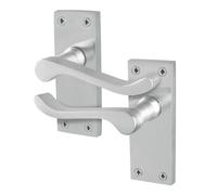 AFIT Satin Chrome Scroll Door Handles Latch Victorian Backplate 1 Pair in Silver | Size: 150mm x 150mm AFIT Silver 150mm x 150mm