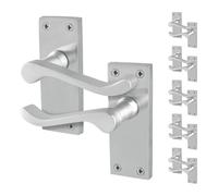 AFIT Satin Chrome Scroll Door Handles Latch Victorian Backplate 6 Pairs in Silver | Size: 150mm x 150mm AFIT Silver 150mm x 150mm