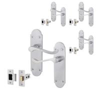 Afit Satin Chrome Scroll Door Handles Latch With Tubular Latch Set Pack Of 4 Shaped Victorian Scroll Range