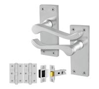 AFIT Satin Chrome Scroll Handle Latch Hinges (64mm) 1 Pair in Silver | Size: 150mm x 150mm AFIT Silver 150mm x 150mm