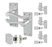 AFIT Satin Chrome Scroll Handle Latch Hinges (64mm) 4 Pairs in Silver | Size: 150mm x 150mm AFIT Silver 150mm x 150mm