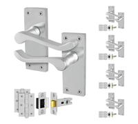 AFIT Satin Chrome Scroll Handle Latch Hinges (64mm) 5 Pairs in Silver | Size: 150mm x 150mm AFIT Silver 150mm x 150mm