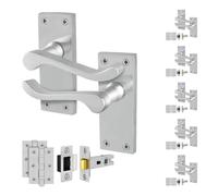 AFIT Satin Chrome Scroll Handle Latch Hinges (64mm) 6 Pairs in Silver | Size: 150mm x 150mm AFIT Silver 150mm x 150mm