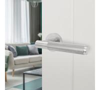 Afit Satin Door Handle Satin Nickel Internal Lever On Rose Vuori Knurled Textured Grip 1 Pair