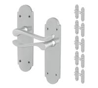 AFIT Satin Door Handles Latch, 6 Pairs Satin Chrome Backplate Handles in Silver | Size: 150mm x 150mm AFIT Silver 150mm x 150mm
