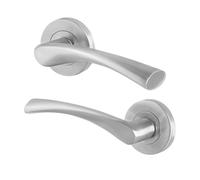 AFIT Satin Door Handles Rose, 1 Pair Satin Nickel Internal Lever in Silver | Size: 150mm x 150mm AFIT Silver 150mm x 150mm
