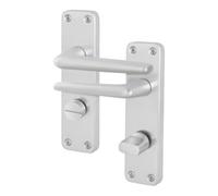 Afit Satin Fire Door Handle, Aluminium Bathroom Handle On Backplate Contract Style Fir 154X41mm
