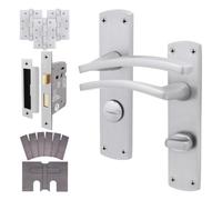 Afit Satin Fire Door Handle Bathroom Set Satin Chrome Internal Fir Door Handle With 80mm Lock And 102mm Hinges, Ebley 1 Pck