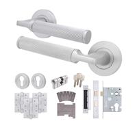 AFIT Satin Fire Door Handle Euro Lock Cylinder Set Fire Rated Locks Hinges in Silver | Size: 150mm x 150mm AFIT Silver 150mm x 150mm