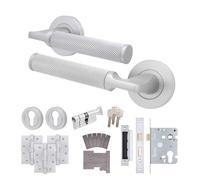AFIT Satin Fire Door Handle Euro Lock Thumbturn Cylinder Set Locks Hinges in Silver | Size: 150mm x 150mm AFIT Silver 150mm x 150mm