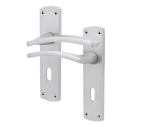 Afit Satin Fire Door Handle Keylock, Satin Chrome Internal Lever On Rose Door Handle, Ebley 1 Pair
