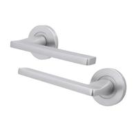 Afit Satin Fire Door Handle, Satin Chrome Internal Lever On Rose Fir Door Handle, Eden 1 Pair