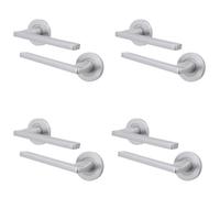 Afit Satin Fire Door Handle, Satin Chrome Internal Lever On Rose Fir Door Handle, Eden 4 Pairs