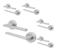Afit Satin Fire Door Handle, Satin Chrome Internal Lever On Rose Fir Door Handle, Eden 5 Pairs